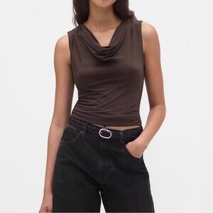 Gap Cropped Cowl-Neck Tank Top in Terra Brown